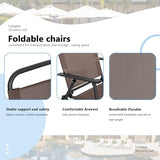 Shintenchi 6 Piece Patio Dining Set with Umbrella, Outdoor Furniture Set with 4 Folding Chairs and Tempered Glass Top Dining Table fot Lawn Backyard Garden Porch Brown and Beige Shintenchi