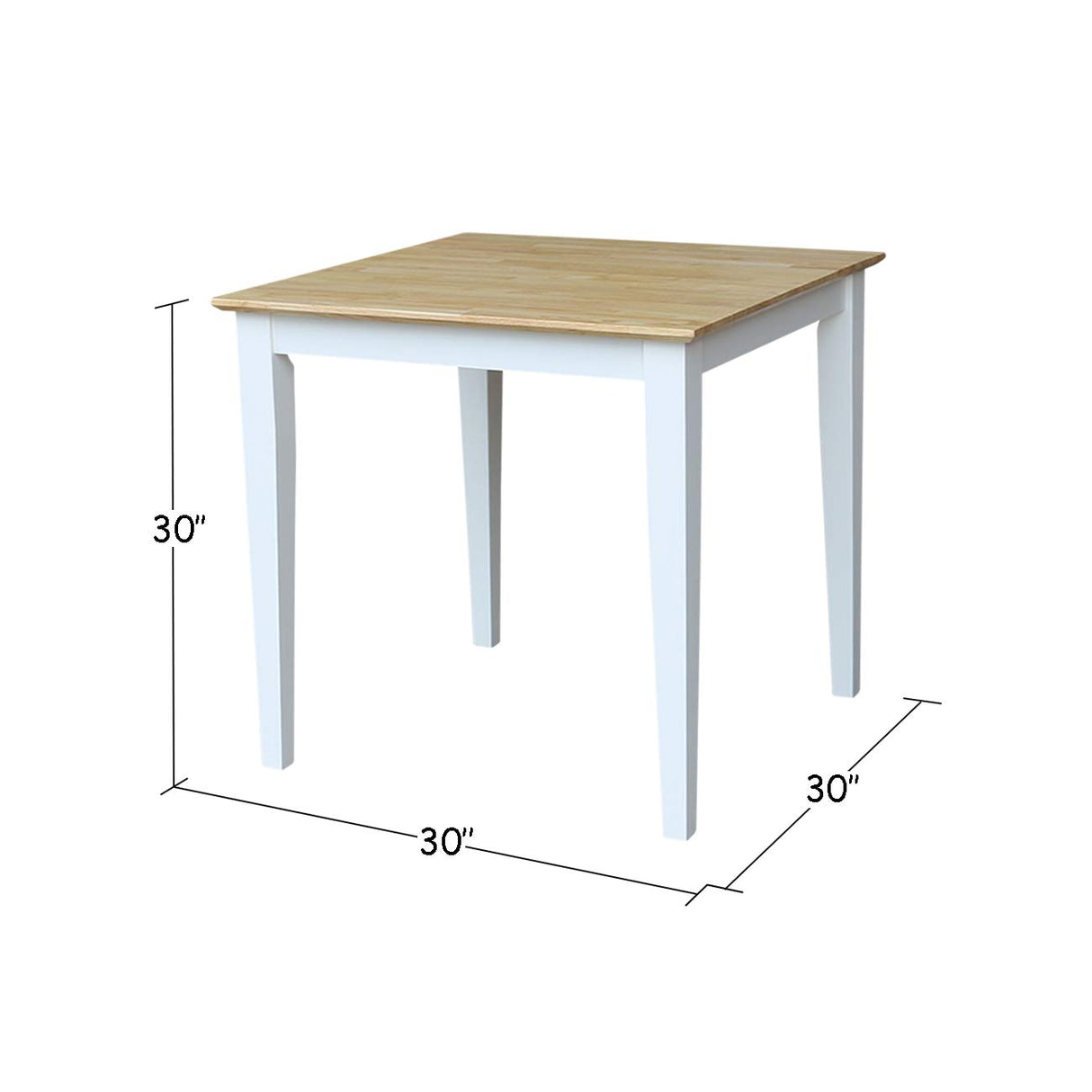 IC International Concepts Wood Table, Dining Height, White/Natural IC International Concepts