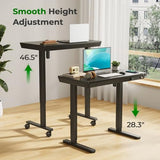 JYLH JOYSEEKER Small Standing Desk with Drawer, 35" x 20" Whole Piece Tabletop Electric Sit Stand Table, Height Adjustable Desk with Storage & USB Ports, Quick Install Home Office Computer Desk, Black JYLH JOYSEEKER