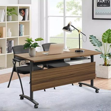 rzoizwko Modular Folding Conference Room Tables with Wheels, Flip Top Training Table System for Office & Classroom, Mobile Joinable Meeting Desks for Seminar & Collaboration Spaces rzoizwko