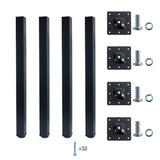 QLLY 28 inch Adjustable Metal Furniture Legs, Square Office Table Furniture Leg, Set of 4 (Black) QLLY