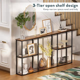 WOHOMO Console Table,3-Tier Small Entryway Tables,Narrow Sofa Table for Hallway,Rustic Brown(63 inch) WOHOMO