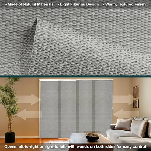 CHICOLOGY Vertical Blinds, Room Divider, Door Blinds,Blinds for Sliding Glass Doors, Temporary Wall, Closet Curtain, Room Door, Woven Gray (Natural Woven) W:46-86 x H:Up-to 96 inches CHICOLOGY