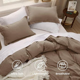 Bedsure Coffee Duvet Cover Queen Size - 3 Pieces Prewashed Cotton-Like Polyester Extra Soft Bedding Set, Includes 1 Duvet Cover 90x90 Inches with Zipper Closure & 2 Pillow Shams, No Comforter Bedsure