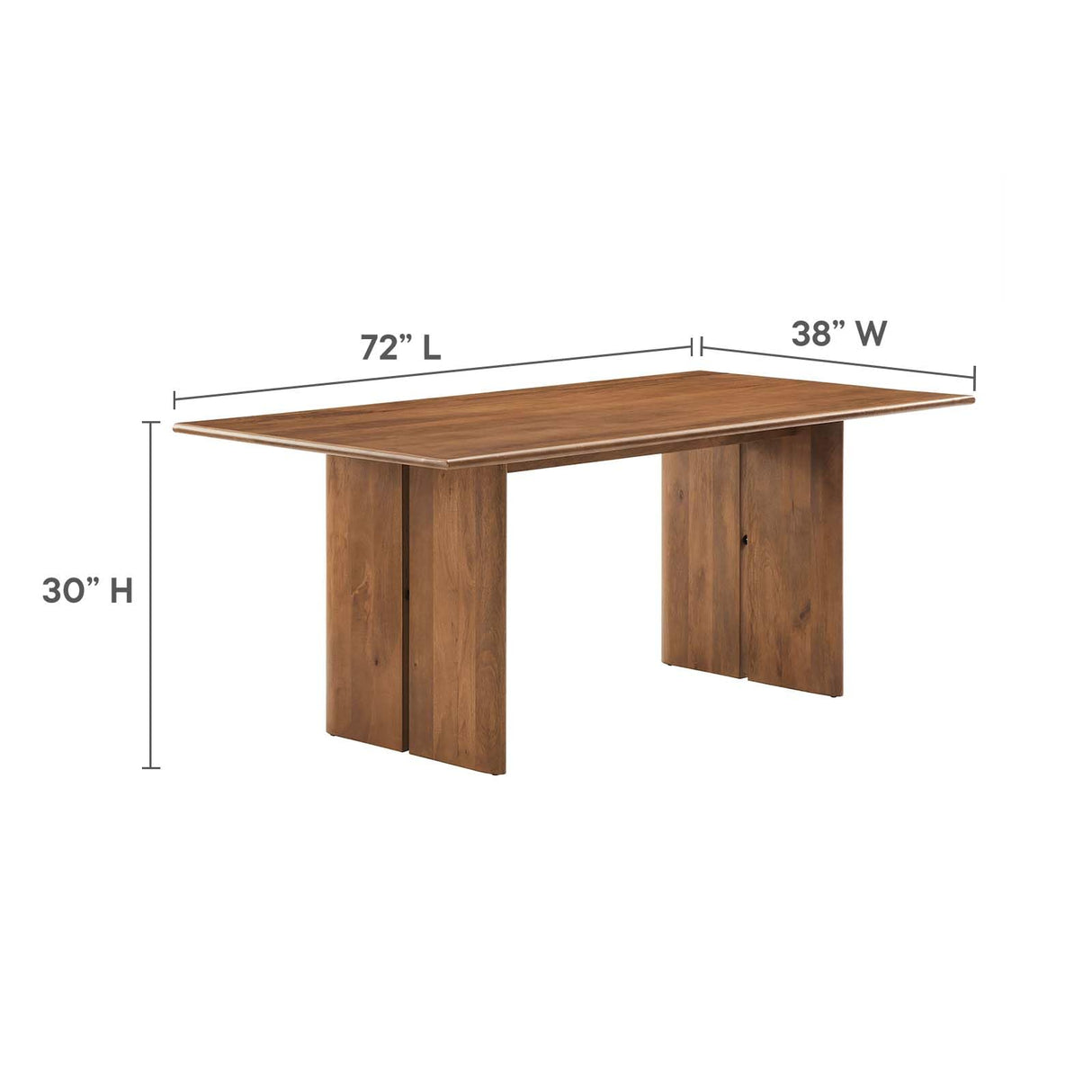 Modway Amistad 72" Solid Wood Modern Farmhouse Rectangular Dining Table in Walnut Modway