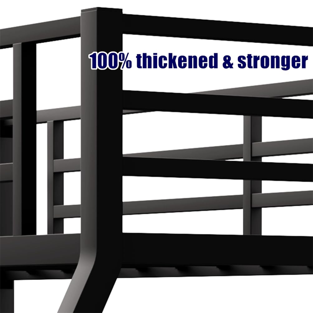 TIHWOALL Latest Upgrade & Stronger Twin XL Over Queen Bunk Bed, Heavy Duty Thickened More Rust-Proof Metal Steel Bunk Queen Bed with Enhanced Legs & Slats (Easier Assembly) (Twin XL Over Queen)