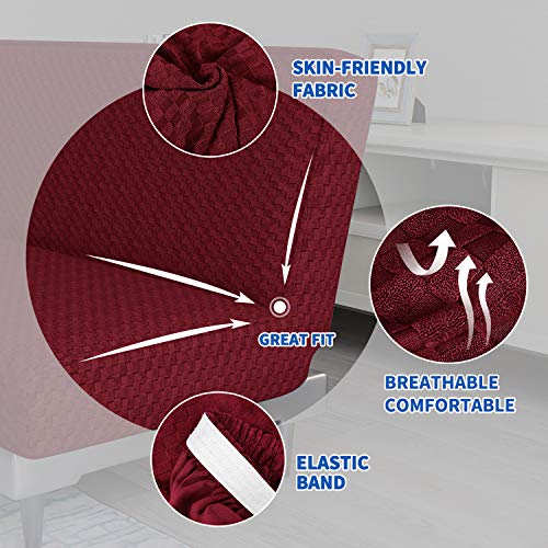 MAXIJIN Jacquard Futon Cover Stretch Armless Futon Sofa Cover Soft Futon Slipcover with Elastic Bottom Thick Sofa Bed Furniture Protector Covers, Machine Washable (Wine Red) MAXIJIN