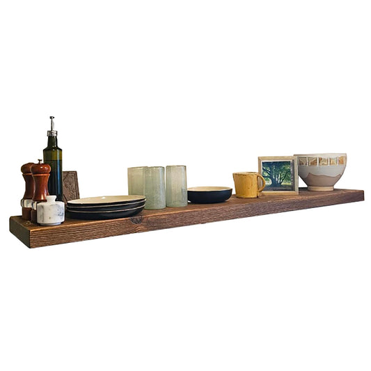 Joel's Antiques - 60 Inch Wooden Floating Shelves for Wall - Made of Natural Wood - Long Heavy Duty Rustic Fireplace Mantel & Book Shelf - Perfect for Living Room - Medium Brown 60x12x2 Inch