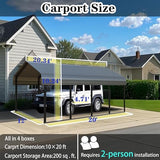 FILLOSLOV Heavy Duty Metal Carport 12x20 ft Galvanized Steel Carport Shelter for Car Extra Large Canopy for Dual Vehicle, RV Boat Storage All Weather Protection Garage Party Tent (12x20 FT) FILLOSLOV