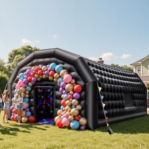 VEVOR Inflatable Nightclub, 26.2 x 19.7 x 13.1 ft Inflatable Party Tent with 1100W Blower & Sandbag, Ventilated Blow up Night Club with 2 Windows, Air Cube House for Event Birthday Wedding Party VEVOR