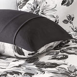 Intelligent Design Dorsey Comforter Reversible Flower Floral Botanical Printed Ultra-Soft Brushed All Season Bedding-Set, Full/Queen, Black/White 5 Piece Intelligent Design