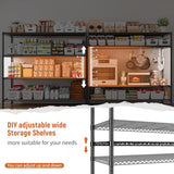 REIBII Storage Shelves 45.3''W Wire Shelving Unit 4 Tier Metal Shelves for Storage Rack Metal Shelving for Pantry Shelves Kitchen Steel Shelving, 45.3''W*63''H*17.7" D REIBII