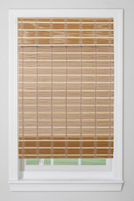 TJ Global Cordless Bamboo Window Blind Sun Shade, Light Filtering Roman Shades - Natural and Light Bamboo (W24 X L64) TJ Global