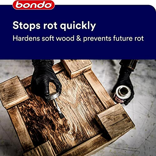 Bondo Rotted Wood Restorer, 8 fl oz., Penetrates into Spongy, Dry-rotted Wood Fibers Creating a Solid Surface, Dries clear and tack free, Water Resistant, Stainable and paintable (20131) bondo