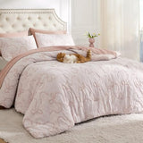 Bedsure Pink Comforter Set Queen, GentleSoft™ 3 Pieces Breathable Bow Comforter Set Women Girls with 2 Pillow Shams, Cute Queen Bedding Sets Pink Room Decor Aesthetic Bedroom Decor, 90x90 Inches Bedsure