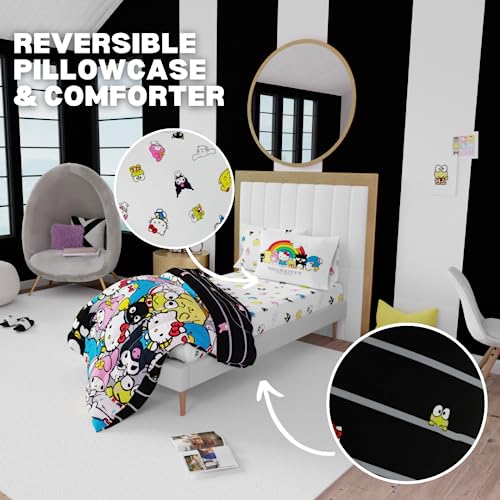 Franco Collectibles Hello Kitty & Friends Bedding 5 Piece Super Soft Comforter and Sheet Set with Sham, Twin, (Official Licensed Product) Franco