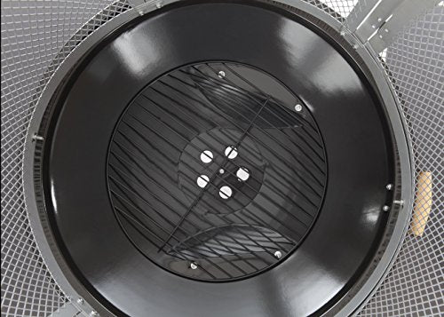 Fire Sense 01471 Fire Pit Bessemer Rolling Patio Fireplace Wooden Bonfire Porcelain Enamel Wood Burning with Wheels & Handle Grip for Outdoor Entertaining - Black & Silver - 28" Fire Sense