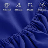 Mocassi Queen Fitted Sheet - Deep Pocket Cooling Sheets up to 16 inch - Hotel Luxury 1800 Premier - Softest Sheets - Wrinkle Resistant - 1 Single Bottom Fitted Sheet, Queen, Imperial Blue Mocassi