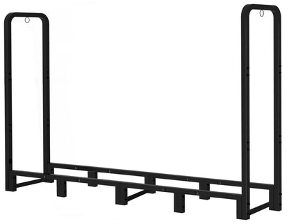 Artibear Firewood Rack Outdoor 8ft Heavy Duty Logs Holder for Indoor Fireplace Metal Wood Pile Storage Stacker Organizer, Matte Black