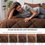 Love's cabin Queen Comforter Set Brown, 7 Pieces Queen Bed in a Bag, All Season Bedding Sets with 1 Comforter, 1 Flat Sheet, 1 Fitted Sheet, 2 Pillowcase and 2 Pillow Sham Love's cabin