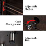 LUXOAK 59" Curved Fireplace TV Console, Entertainment Center Table with Open Shelves and Farmhouse Glass Door Media TV Cabinet Stand for TVs up to 65 LUXOAK