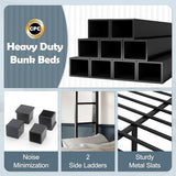 Bellemave Metal Twin Over Full Bunk Bed for Adults/Kids,Heavy Duty Adults Bunk Beds with Guardrail & Ladders,Twin Over Full Size Bunk Beds for Teens,White Bellemave