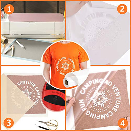 RENLITONG White HTV Iron on Vinyl 12Inch by 10ft Roll Heat Transfer Vinyl for T-Shirt HTV Rolls for All Cutter Machine - Easy to Cut & Weed for Heat Transfer Design RENLI·TONG
