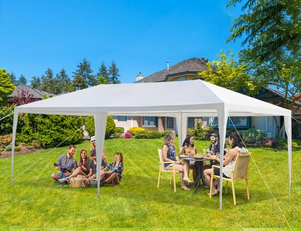 Generic 10/20/30ft Party Tent Wedding Patio Gazebo Outdoor Carport Canopy Shade with/Without Side Removable Walls, Party Wedding BBQ Events Tent (White,10x20ft (no Wall)) Generic