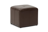 Baxton Studio Brown Lave Cube Shaped Bonded Leather Ottoman, Small Baxton Studio