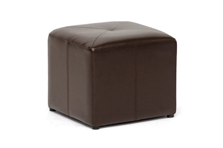 Baxton Studio Brown Lave Cube Shaped Bonded Leather Ottoman, Small Baxton Studio