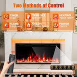 60 Inch Electric Fireplace with Mantel, Replaceable 42”Fireplace Insert Heater, 3D Realistic Log and Flame Effect, Timer, White Marble Finish for Living Room Bedroom Eshoma