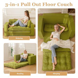 YOSHOOT Loveseat Sleeper Sofa,55" Convertible Sofa Bed Couch Futon Couches for Living Room,3-in-1 Pull Out Floor Couch with Backrest and Pillows, Green YOSHOOT