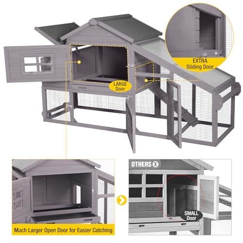 Aivituvin Wooden Chicken Coop Hen House, Outdoor Large Rabbit/Bunny Hutch, Small Animal Cage (Grey) - WoodArtSupply