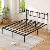 Kujielan Queen Size Bed Frame with Modern Headboard, Metal Platform Bed Base with Strong Support, No Box Spring Needed, Easy Assembly, Noise Free，Black Kujielan