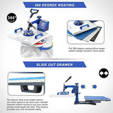ENPAP Heat Press 15x15 Inch 8 in 1 Heat Press Machine 360-Degree Swing Away Digital T Shirt Press Machine Multifunction Sublimation Combo for T Shirts Mugs Hat Plate Cap Bottle ENPAP