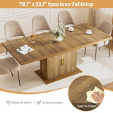 Zevemomo 62.99"-78.74" Expandable Dining Table with Storage, Extendable Dining Table for 6-10 People, Extra Hidden Storage for Tableware & Wine, Modern Farmhouse Table for Kitchen Living Room-Brown Zevemomo
