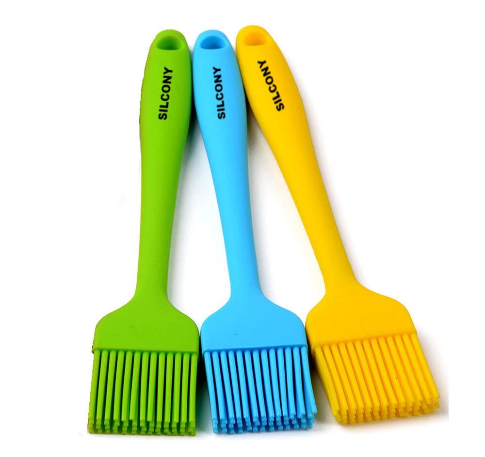 SILCONY 8.4" Silicone Basting Pastry Brush - Perfect for Oil Butter Spread, Marinades, Baste, BBQ, Grill, Cooking - BPA Free, Food Grade Material, Dishwasher Safe (3, 8.4 Inches) Silcony