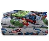 Marvel Avengers Blue Circle 5 Piece Full Bed Set - Includes Reversible Comforter & Sheet Set - Bedding Features Captain America & Iron Man - Fade Resistant Microfiber (Official Marvel Product) Jay Franco