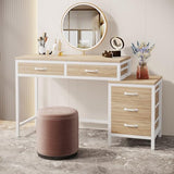 Tribesigns Vanity Desk with 5 Drawers, Makeup Vanity Table Dressing Table with Side 3-Drawer Chest, Make Up Vanities for Women, Girls (Without Tribesigns