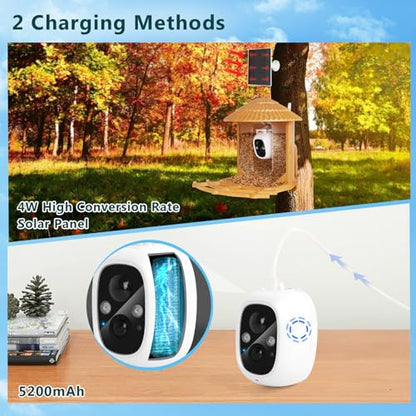 Samyoung Smart Bird Feeder Camera with AI Identify Bird Species, 4MP HD Auto Capture Bird Watching Cam, Live View, Instant Notifications with 32GB TF - WoodArtSupply