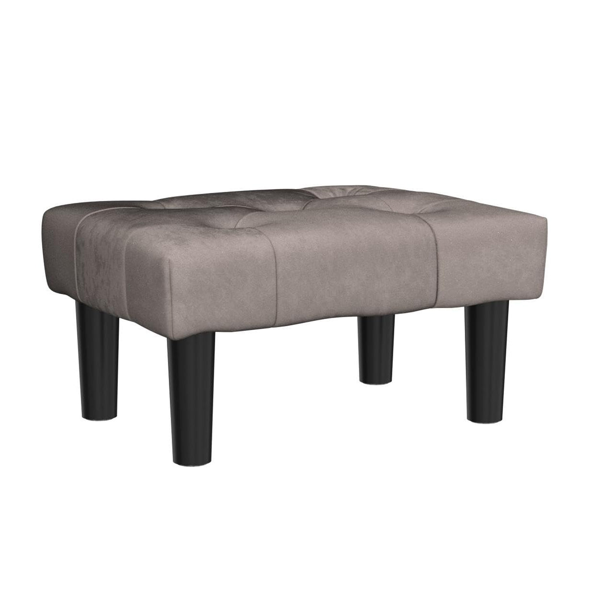 HOUCHICS Small Footstool Ottoman, Velvet Wooden Foot Stool Ottoman with Wood Legs, Sofa Footrest Extra Seating for Living Room Entryway Office(Grey 1PACK) HOUCHICS