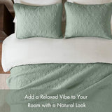 Madison Park Quebec Quilt Set - Luxurious Damask Stitching Design, Cotton Filled Lightweight Coverlet Bedspread Bedding, Shams, Full/Queen(90"x90"), Seafoam 3 Piece Madison Park