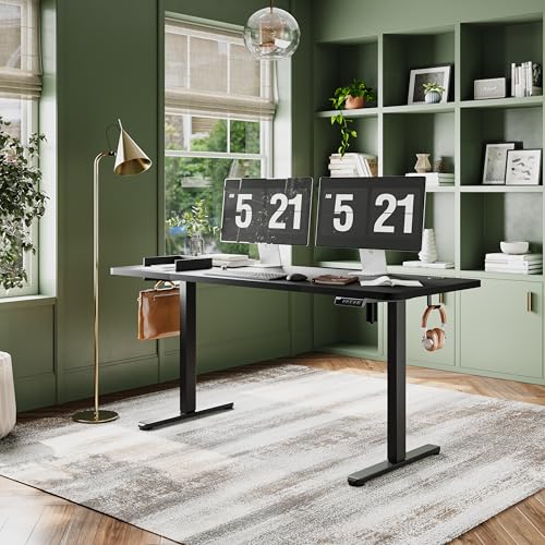 Monomi Electric Standing Desk, 63 x 28 inches Height Adjustable Ergonomic Home Office Sit Stand Up Desk with Memory Preset Controller (Black Top/Black Frame) Monomi