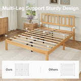Novilla 12 Inch Queen Bed Frame with Headboard, Queen Size BedFrame with Headboard Classic Wooden Bed Frame Queen Size with Wood Slat Support, No Box Spring Needed, Easy Assembly, Natural Grain Wood Novilla