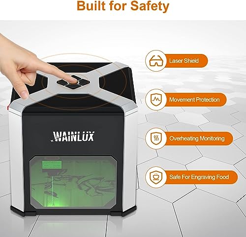 Laser Engraver WAINLUX K6 Pro, 3000mW Laser Engraving Machine, 0.05mm Accuracy, BT Connection Portable Mini Laser Cutter Engraver Tool for Wood Vinyl Leather Glass, DIY Art, Logo Design,Laser class4 WAINLUXPRO