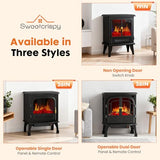 Sweetcrispy 19” Freestanding Electric Fireplace Heater, Indoor Fireplace with Adjustable Flame Effect, Easy Control, Small Corner Heater for Living Room, Bedroom, Carbon Black Sweetcrispy