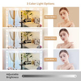 VOWNER Vanity with Lights - 43" Makeup Vanity Desk with Power Outlet, 5 Drawers and 1 Cabinet, 3 Color Lighting Modes with Adjustable Brightness,Makeup Desk with Stool for Women Girls, White VOWNER