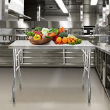 VEVOR 48 x 30 Inch Commercial Prep, Heavy-Duty Folding 661 lbs Load, Work Table, Silver Stainless Steel Kitchen Island VEVOR