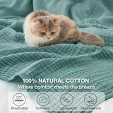 Kozyhvn 100% Cotton Muslin Blanket Twin XL 66" x 90", Breathable and Cooling Bed Blankets, Soft Boho Bedspread, Gauze Bedding for Adults All Season, Turquoise, Teal Kozyhvn