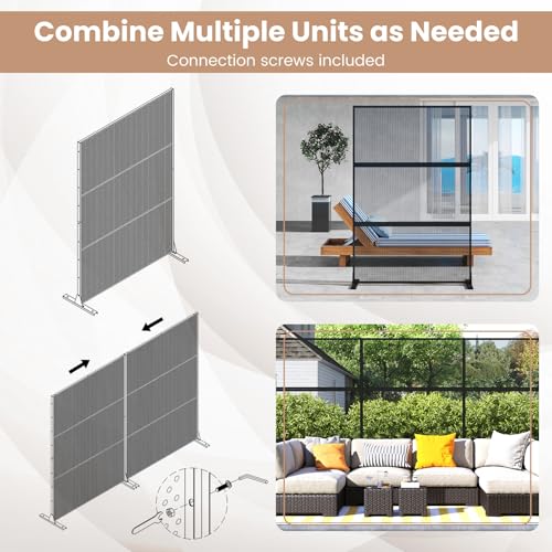 Giantex Metal Privacy Screen 72''H x 48''W, Powder-Coated Decorative Outdoor Fence Panel, Wall Divider for Room Separation, Freestanding Patio Divider with H-Shaped Base for Yard (Mesh Pattern) Giantex